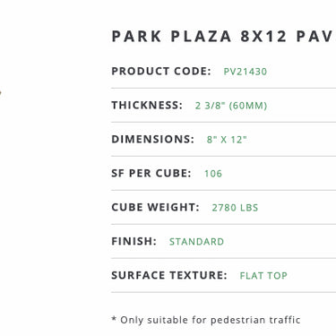 Park Plaza - 8"x12" - 60mm Paver by Tremron